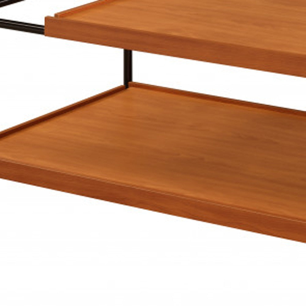 48" Black And Honey Oak Rectangular Coffee Table With Shelf By Homeroots | Coffee Tables | Modishstore - 3