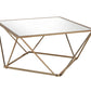 32" Champagne Gold And Mirrored Mirrored And Metal Square Mirrored Coffee Table By Homeroots | Coffee Tables | Modishstore