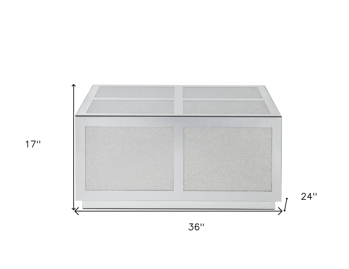 36" Silver Mirrored Rectangular Mirrored Coffee Table By Homeroots | Coffee Tables | Modishstore - 5