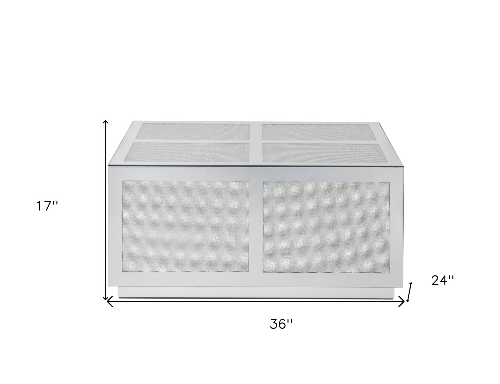 36" Silver Mirrored Rectangular Mirrored Coffee Table By Homeroots | Coffee Tables | Modishstore - 5