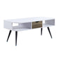 44" Black And White Melamine Veneer And Metal Rectangular Coffee Table With Drawer And Shelf By Homeroots