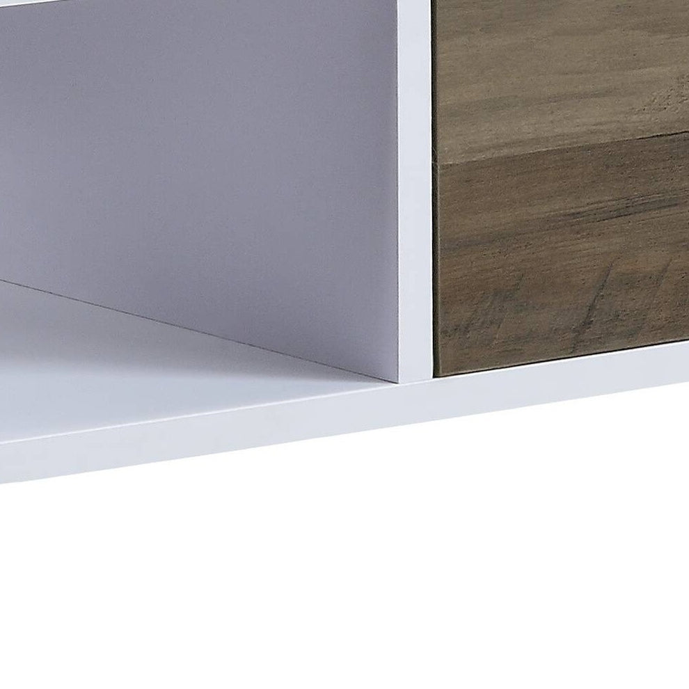 44" Black And White Melamine Veneer And Metal Rectangular Coffee Table With Drawer And Shelf By Homeroots | Coffee Tables | Modishstore - 4