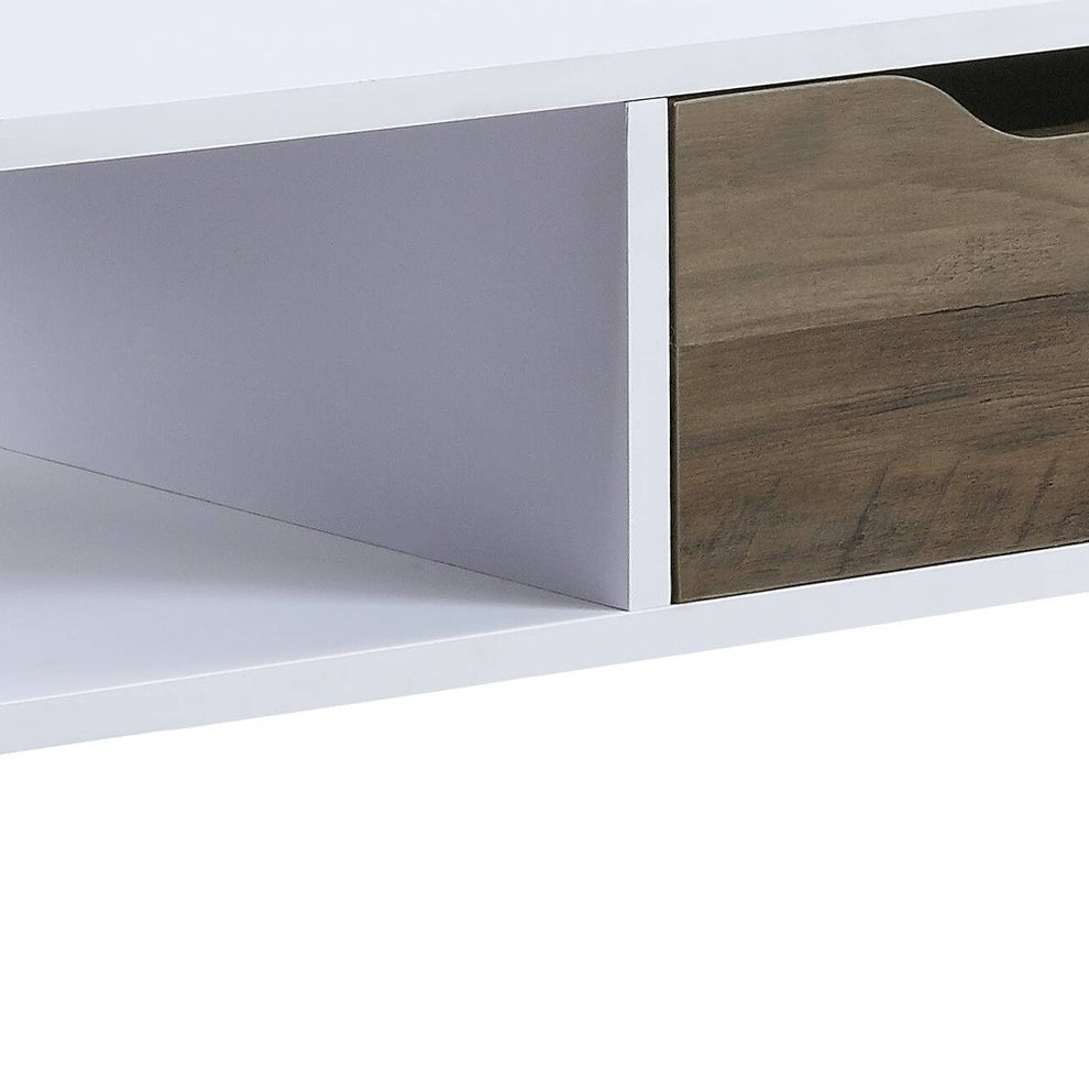 44" Black And White Melamine Veneer And Metal Rectangular Coffee Table With Drawer And Shelf By Homeroots | Coffee Tables | Modishstore - 5