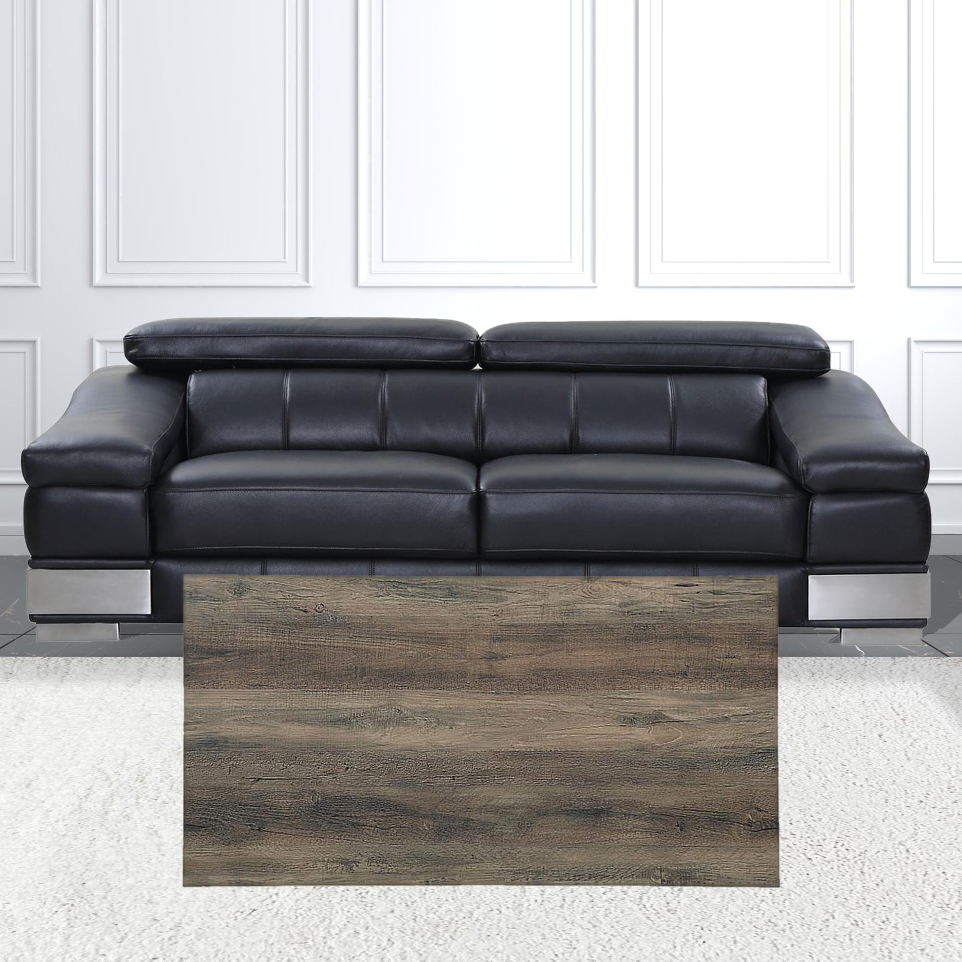 42" Black And Rustic Oak Rectangular Coffee Table With Two Shelves By Homeroots | Coffee Tables | Modishstore - 3