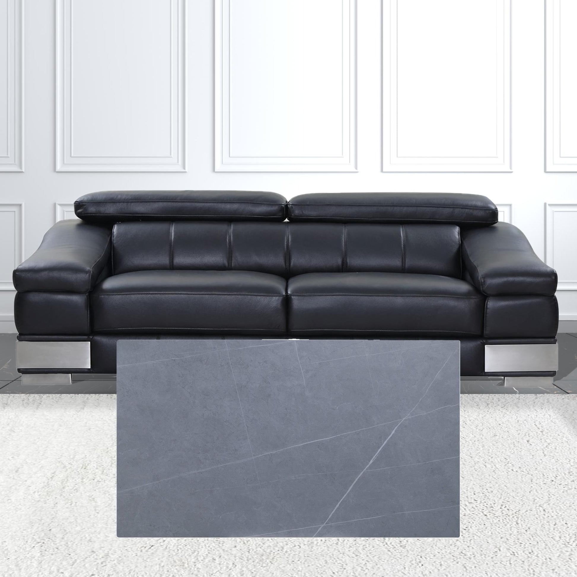 52" Sintered Stone And Dark Brown Sintered Stone Rectangular Coffee Table With Drawer By Homeroots | Coffee Tables | Modishstore - 3