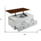 46" White And Walnut Melamine Veneer And Manufactured Wood Rectangular Lift Top Coffee Table With Two Drawers And Shelf By Homeroots | Coffee Tables | Modishstore - 5