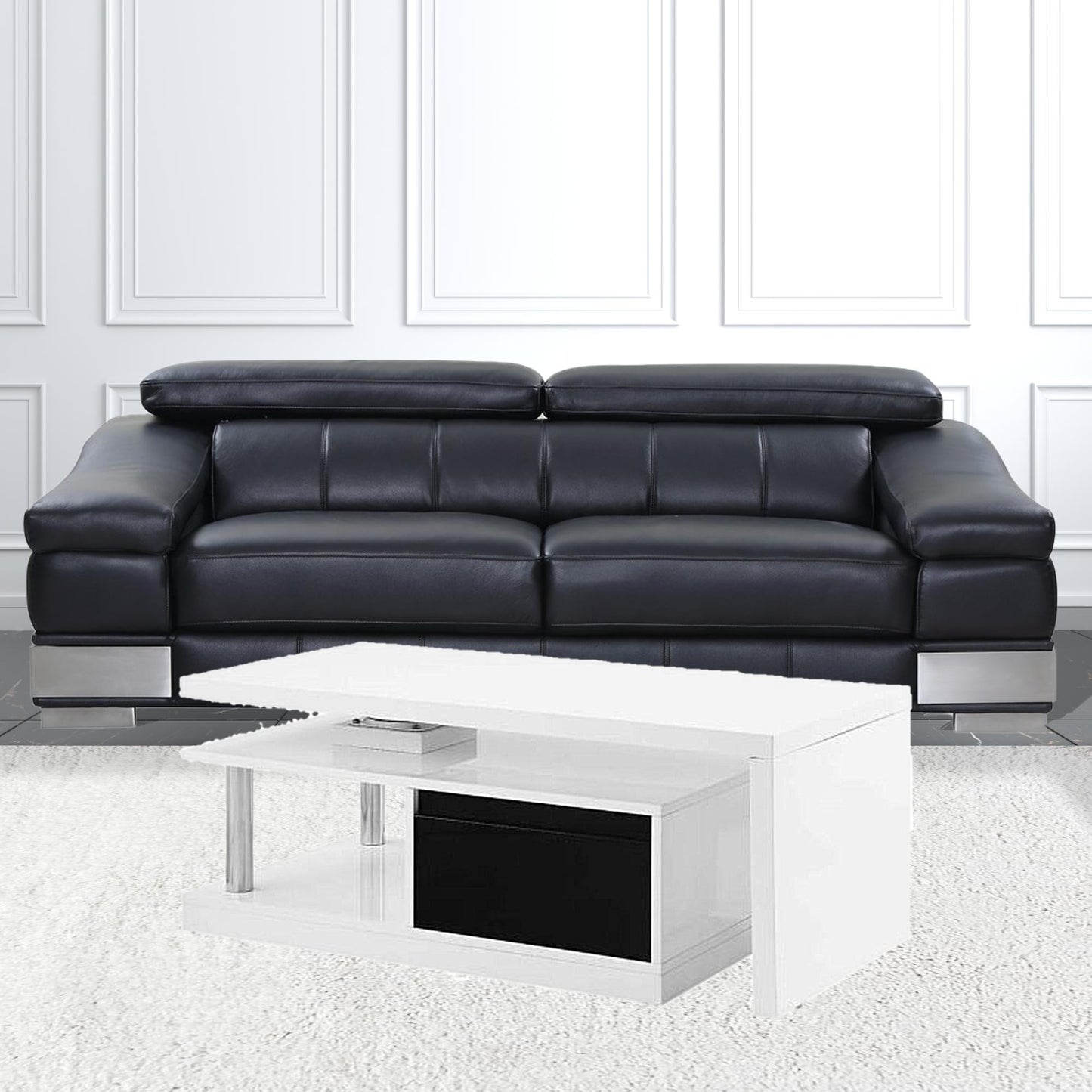 63" White Rectangular Coffee Table With Two Drawers And Shelf By Homeroots | Coffee Tables | Modishstore - 2