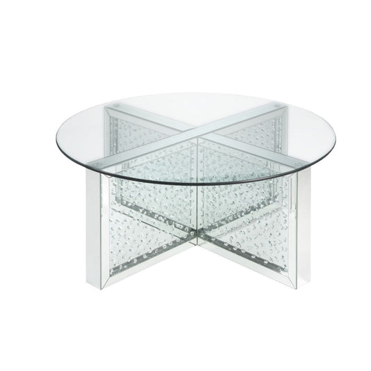 40" Silver And Clear Glass Round Top Bling Base Coffee Table By Homeroots