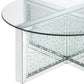 40" Silver And Clear Glass Round Top Bling Base Coffee Table By Homeroots