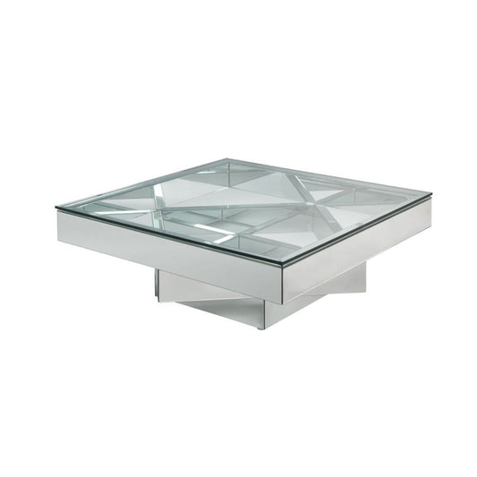 40" Silver And Clear Glass Rectangular Mirrored Coffee Table By Homeroots