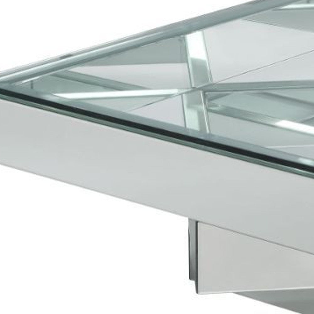 40" Silver And Clear Glass Rectangular Mirrored Coffee Table By Homeroots | Coffee Tables | Modishstore - 3