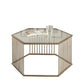 34" Champagne And Clear Glass And Metal Hexagon Coffee Table By Homeroots | Coffee Tables | Modishstore