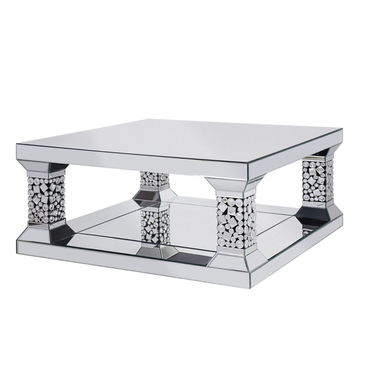 40" Silver Mirrored Square Mirrored Coffee Table By Homeroots | Coffee Tables | Modishstore