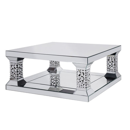 40" Silver Mirrored Square Mirrored Coffee Table By Homeroots | Coffee Tables | Modishstore