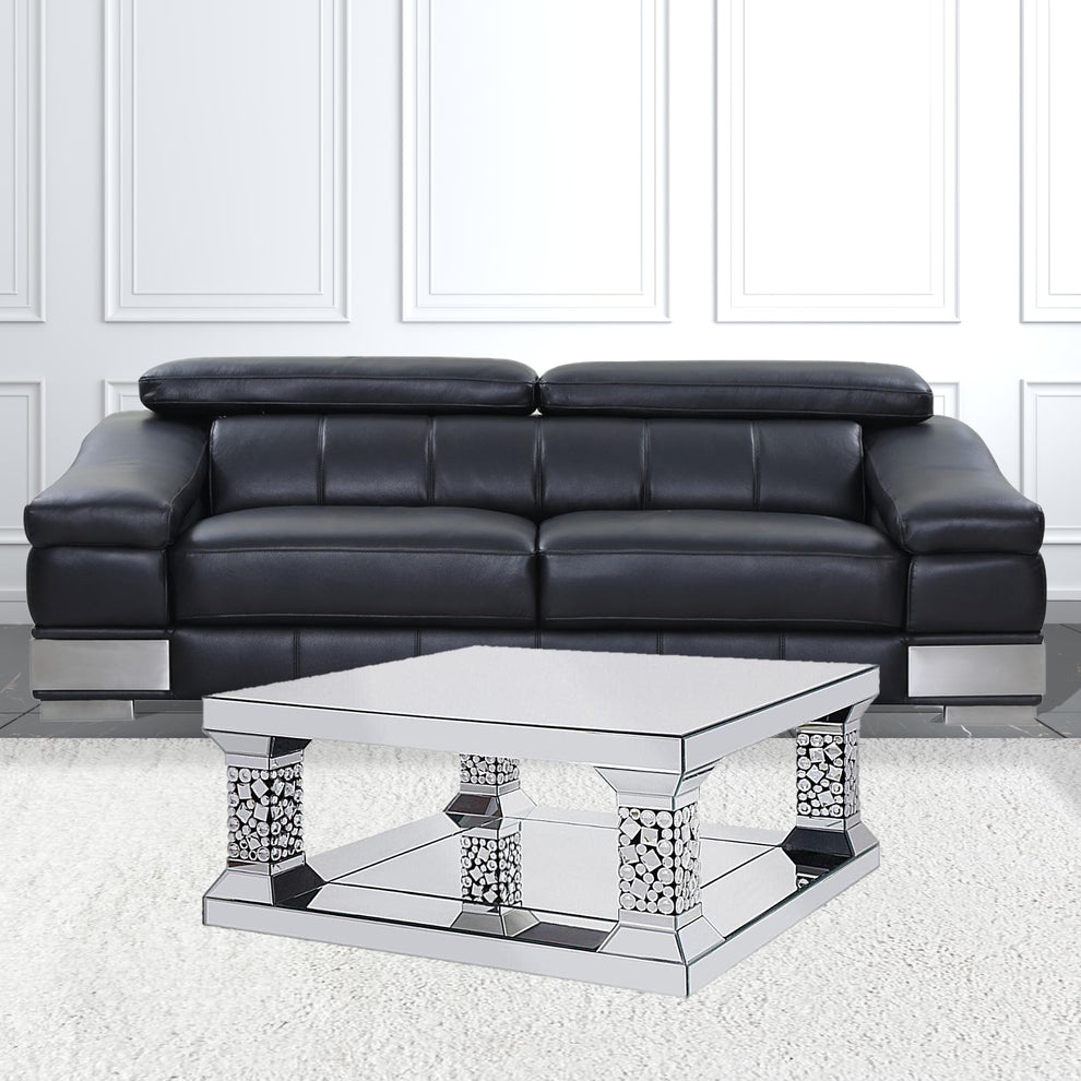 40" Silver Mirrored Square Mirrored Coffee Table By Homeroots | Coffee Tables | Modishstore - 2