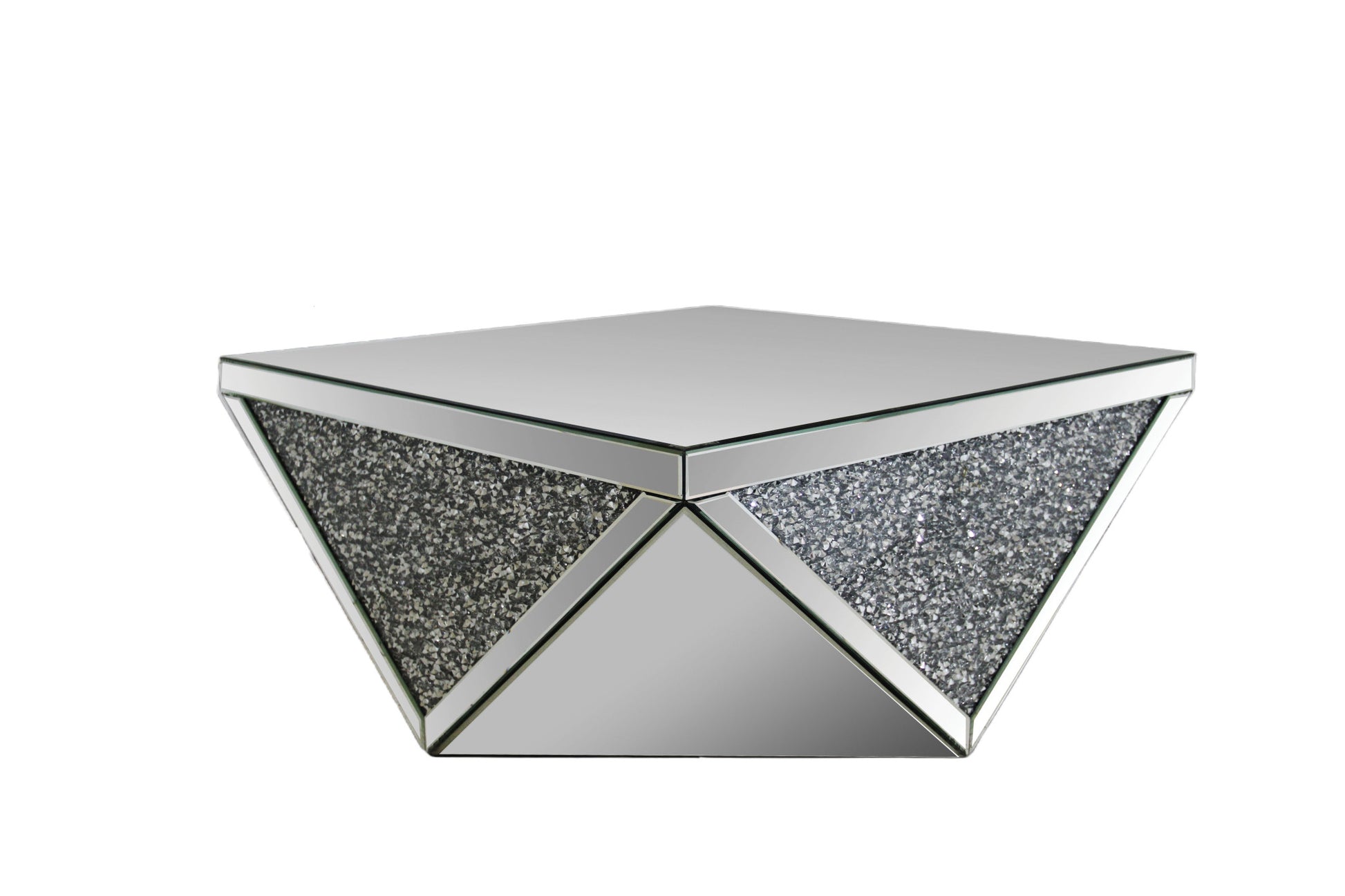 38" Mirrored Wood Square Top Geo Base Coffee Table By Homeroots | Coffee Tables | Modishstore