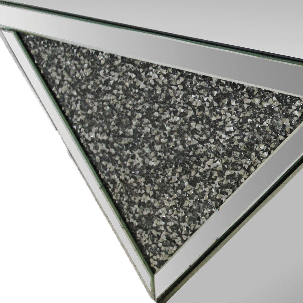 38" Mirrored Wood Square Top Geo Base Coffee Table By Homeroots | Coffee Tables | Modishstore - 4