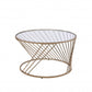32" Champagne And Clear Glass And Metal Round Coffee Table By Homeroots | Coffee Tables | Modishstore