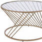 32" Champagne And Clear Glass And Metal Round Coffee Table By Homeroots | Coffee Tables | Modishstore - 4
