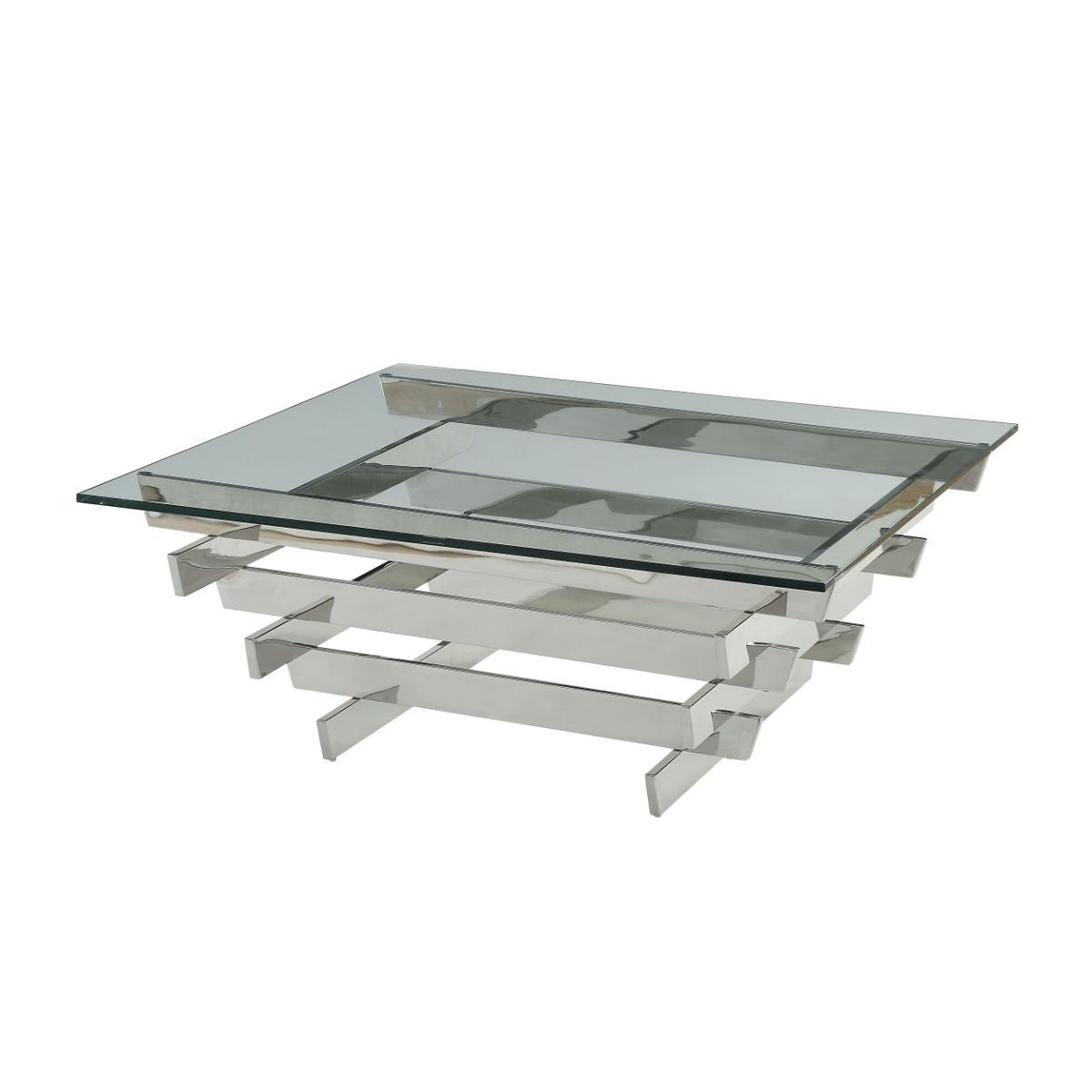 41" Chrome And Clear Glass Square Coffee Table By Homeroots | Coffee Tables | Modishstore