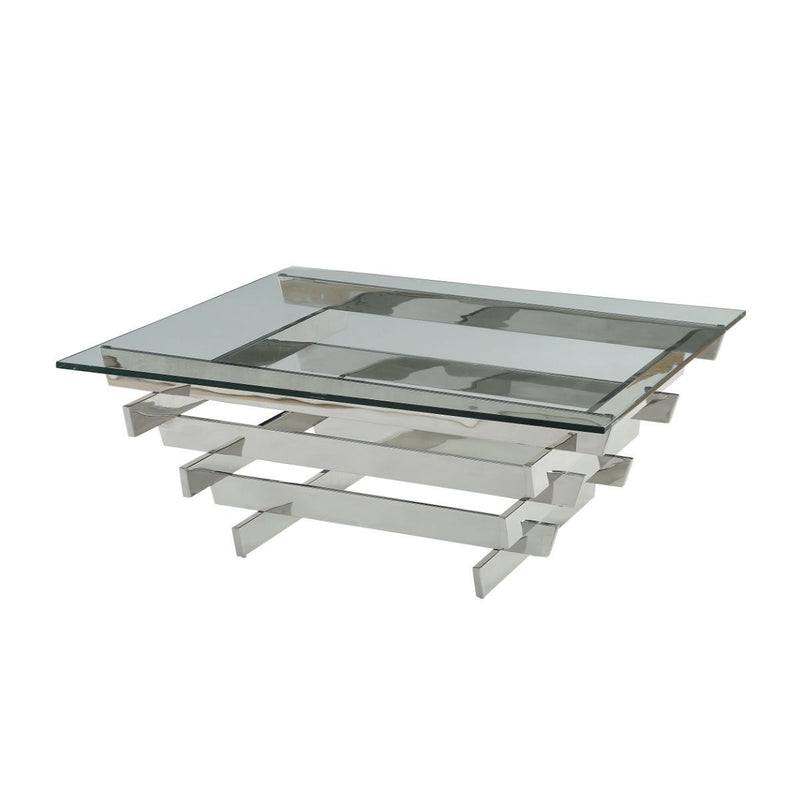 41" Chrome And Clear Glass Square Coffee Table By Homeroots | Coffee Tables | Modishstore
