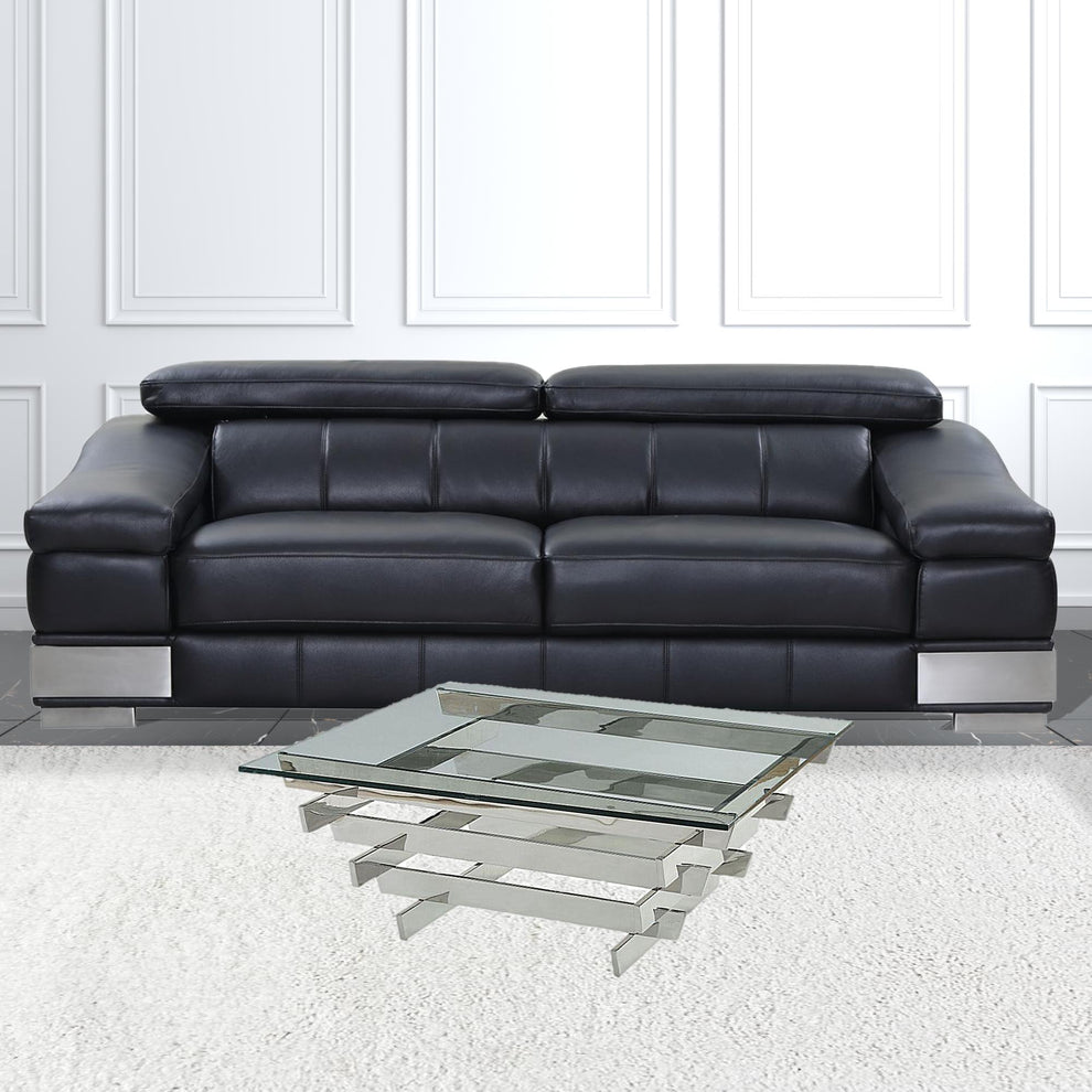 41" Chrome And Clear Glass Square Coffee Table By Homeroots | Coffee Tables | Modishstore - 2