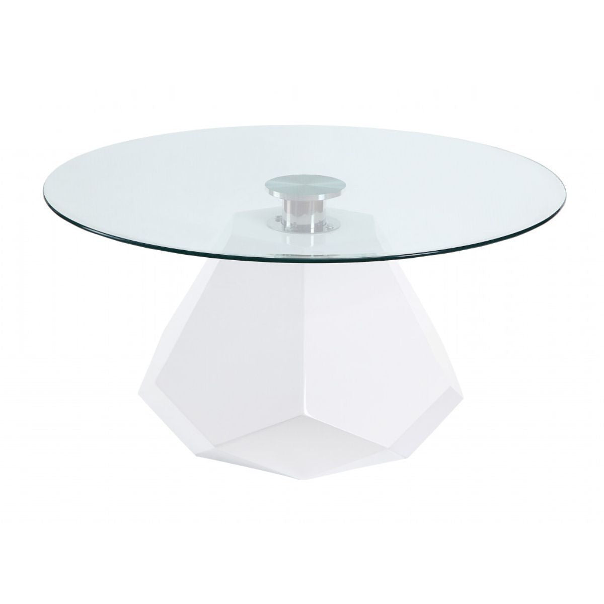 34" White And Clear Glass And Manufactured Wood Round Coffee Table By Homeroots | Coffee Tables | Modishstore