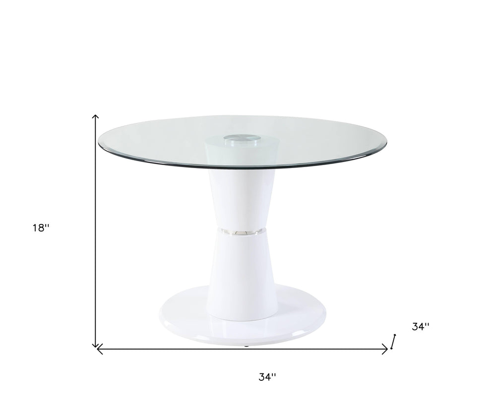 34" Clear And White Glass Round Coffee Table By Homeroots | Coffee Tables | Modishstore - 5