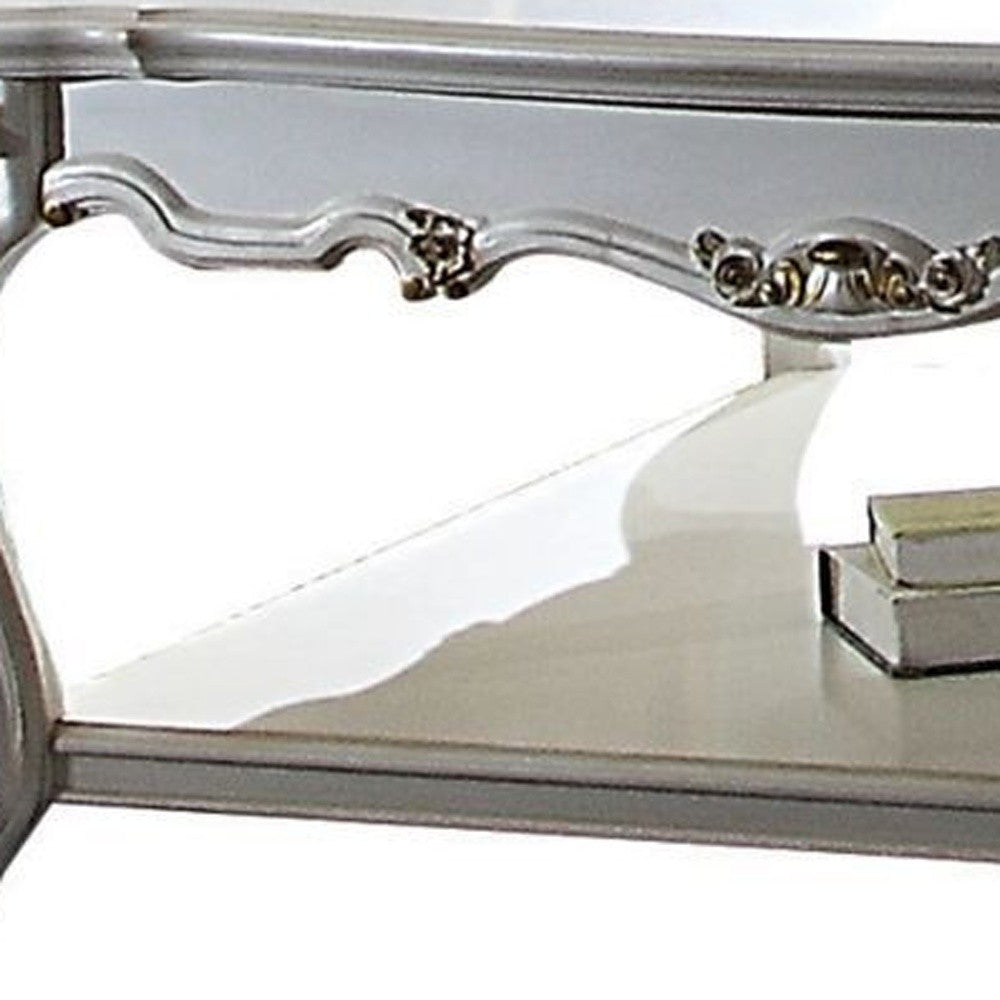 47" Antique Pearl Solid Wood And Polyresin Rectangular Coffee Table With Shelf By Homeroots | Coffee Tables | Modishstore - 4