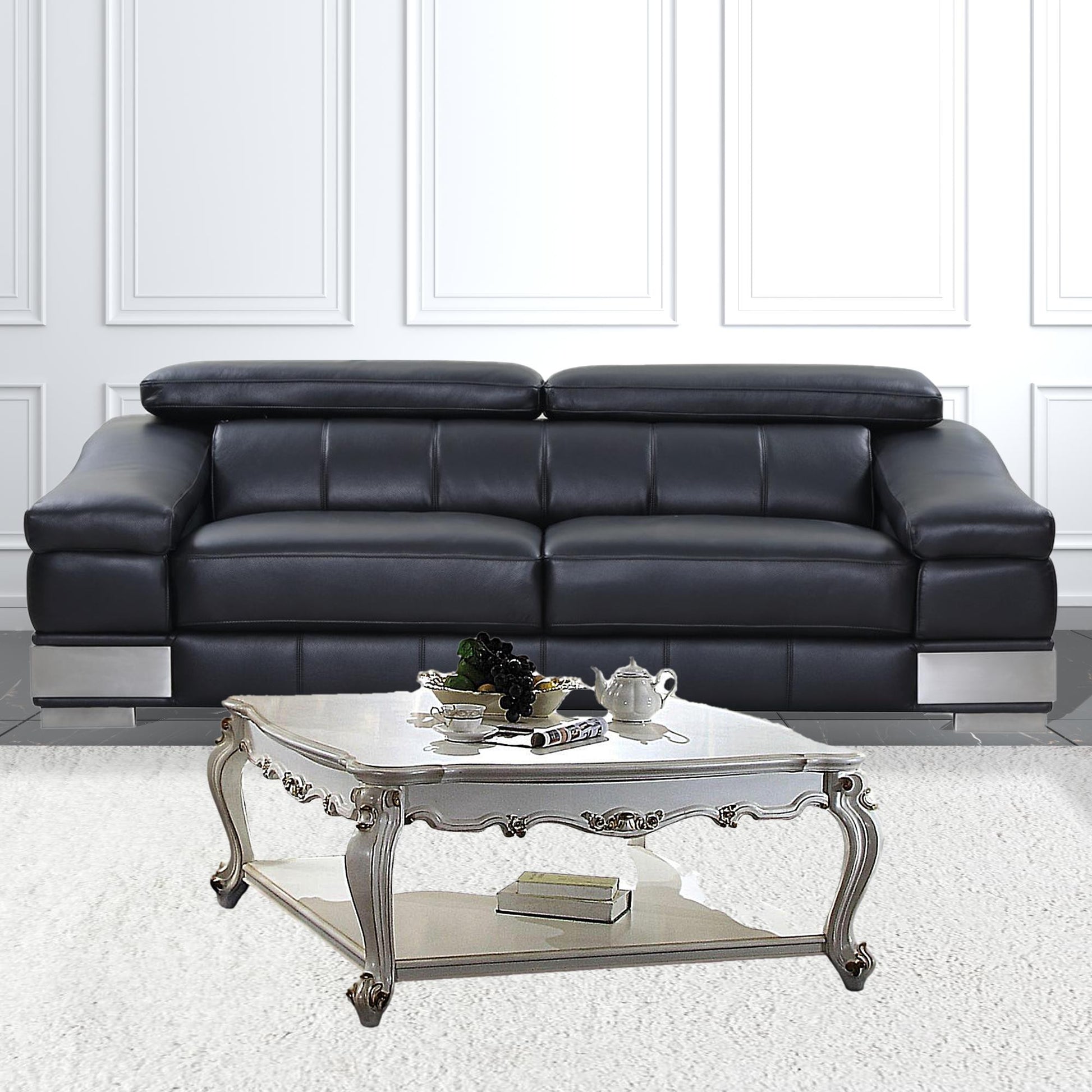 47" Antique Pearl Solid Wood And Polyresin Rectangular Coffee Table With Shelf By Homeroots | Coffee Tables | Modishstore - 3