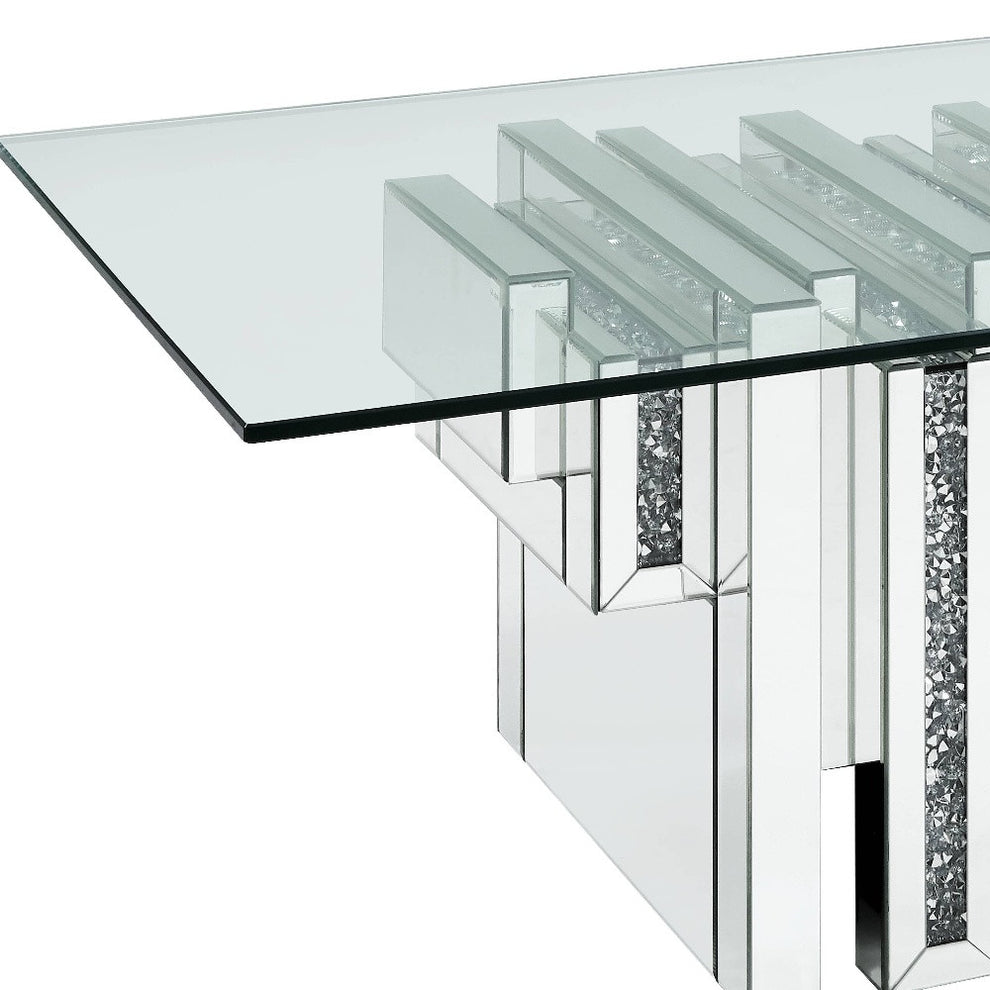 47" Mirrored And Clear Glass And Manufactured Wood Rectangular Mirrored Coffee Table By Homeroots | Coffee Tables | Modishstore - 5