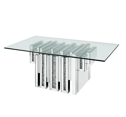 47" Mirrored And Clear Glass And Manufactured Wood Rectangular Mirrored Coffee Table By Homeroots