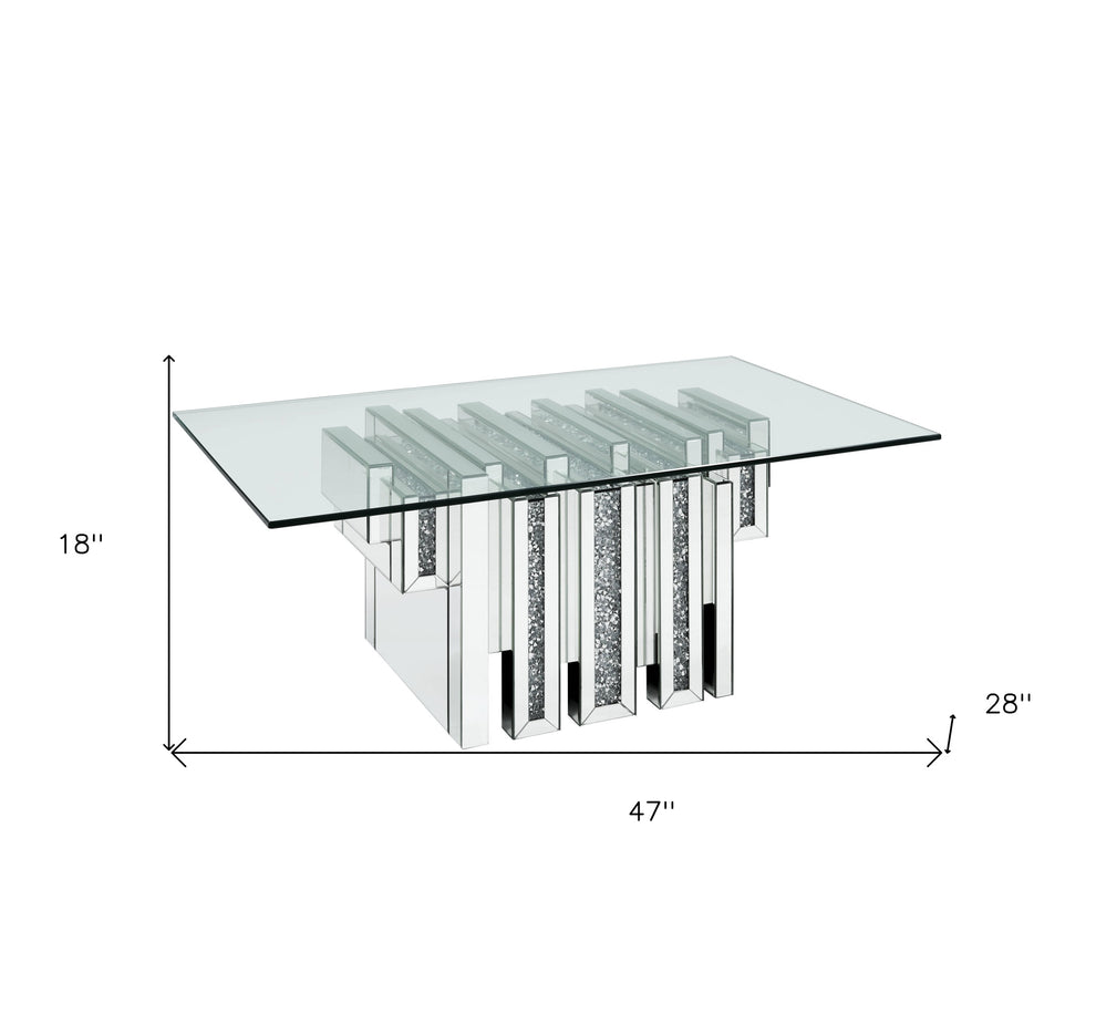 47" Mirrored And Clear Glass And Manufactured Wood Rectangular Mirrored Coffee Table By Homeroots | Coffee Tables | Modishstore - 6