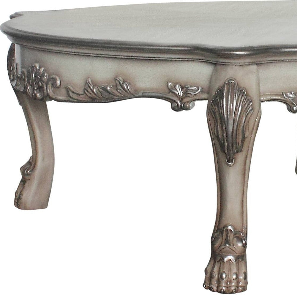 54" Vintage Bone White Solid Wood Rectangular Coffee Table By Homeroots | Coffee Tables | Modishstore - 4