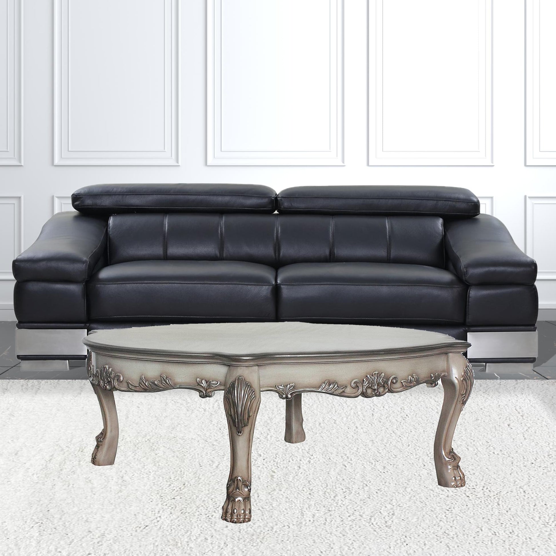 54" Vintage Bone White Solid Wood Rectangular Coffee Table By Homeroots | Coffee Tables | Modishstore - 2