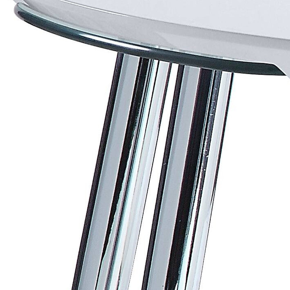 28" Chrome And White Glass Manufactured Wood And Metal Free Form Coffee Table By Homeroots