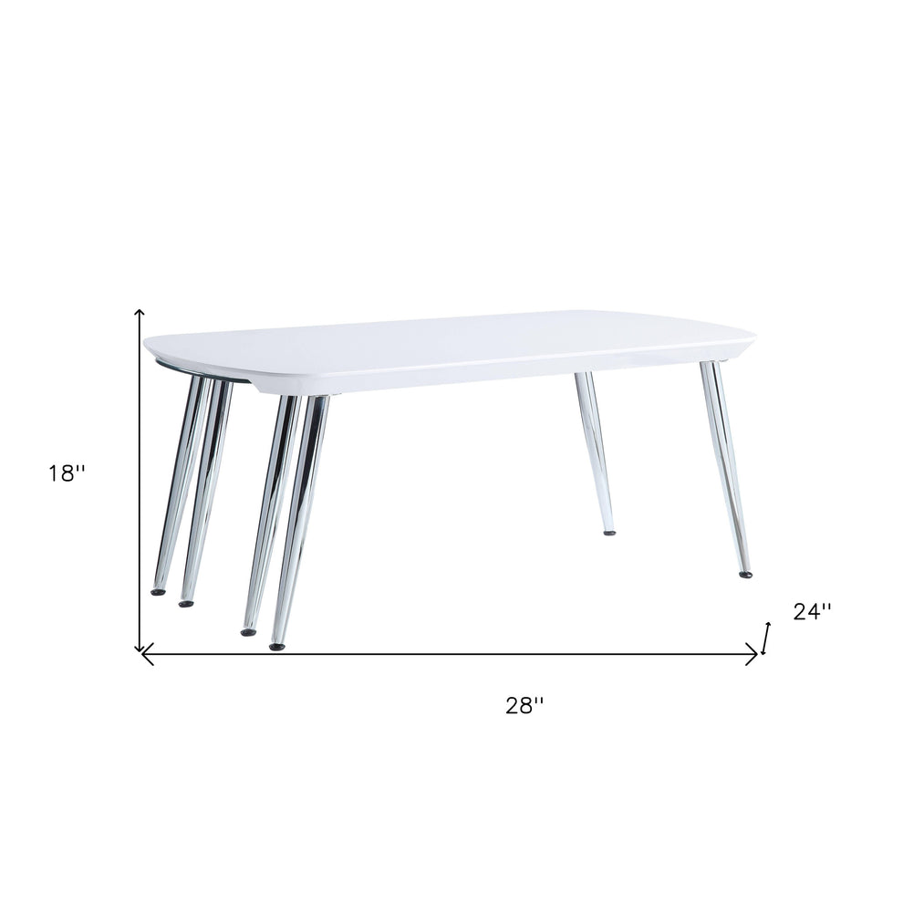 28" Chrome And White Glass Manufactured Wood And Metal Free Form Coffee Table By Homeroots | Coffee Tables | Modishstore - 6