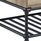 47" Sandy Black And Oak Paper Veneer And Metal Rectangular Coffee Table With Two Drawers And Shelf By Homeroots