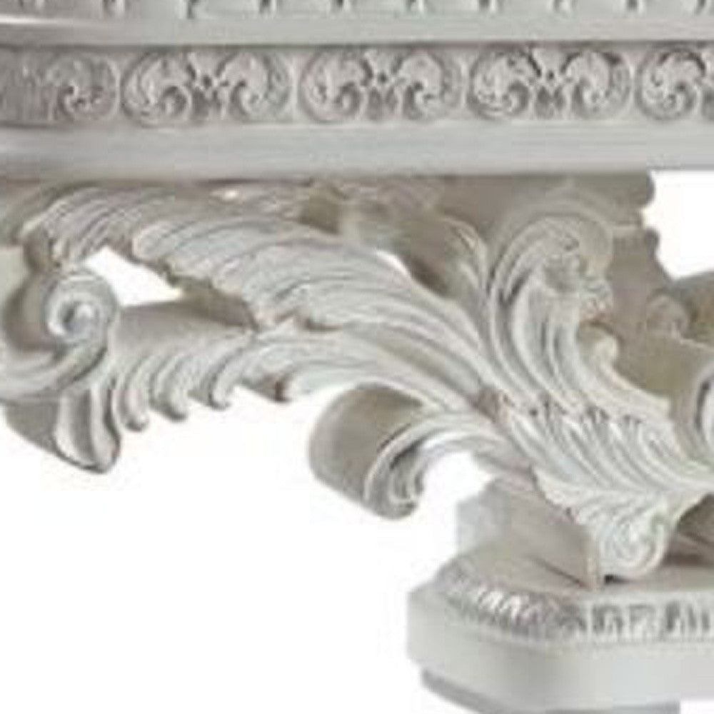 55" Antique White Manufactured Wood And Resin Rectangular Coffee Table By Homeroots | Coffee Tables | Modishstore - 4