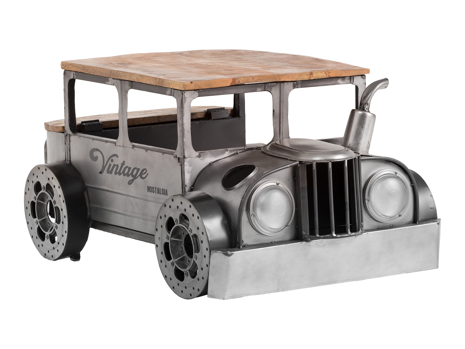 42" Grey And Brown Vintage Style Truck Solid Wood and Metal Coffee Table By Homeroots | Coffee Tables | Modishstore