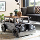 42" Grey And Brown Vintage Style Truck Solid Wood and Metal Coffee Table By Homeroots