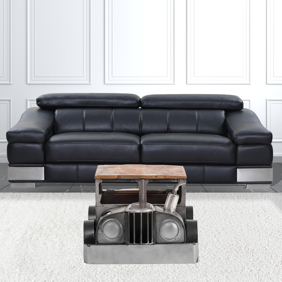 42" Grey And Brown Vintage Style Truck Solid Wood and Metal Coffee Table By Homeroots | Coffee Tables | Modishstore - 3