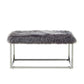 40" Gray And Silver Upholstered Faux Fur Bench By Homeroots | Benches | Modishstore - 2