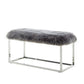 40" Gray And Silver Upholstered Faux Fur Bench By Homeroots | Benches | Modishstore - 3