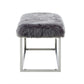 40" Gray And Silver Upholstered Faux Fur Bench By Homeroots | Benches | Modishstore - 5