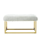 40" White And Gold Upholstered Faux Fur Bench By Homeroots | Benches | Modishstore - 2