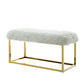40" White And Gold Upholstered Faux Fur Bench By Homeroots | Benches | Modishstore - 3