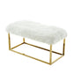 40" White And Gold Upholstered Faux Fur Bench By Homeroots