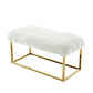 40" White And Gold Upholstered Faux Fur Bench By Homeroots | Benches | Modishstore - 4
