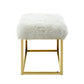 40" White And Gold Upholstered Faux Fur Bench By Homeroots | Benches | Modishstore - 5